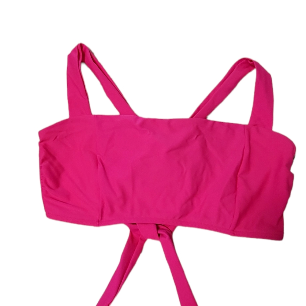 Never worn square neck bralette bikini top hot pink XL